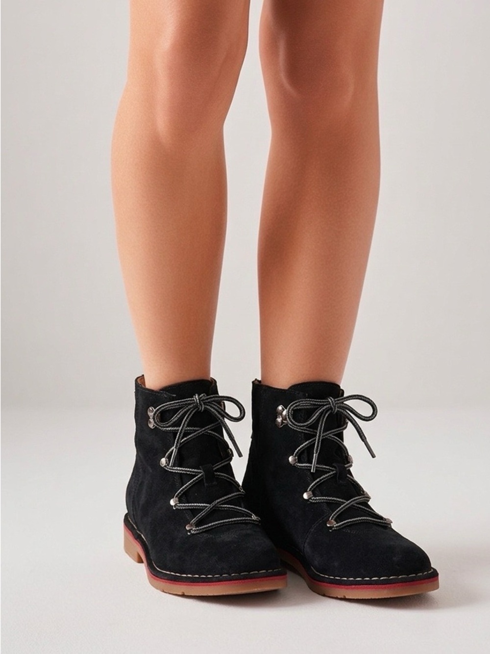 Hush Puppies Black Suede Lace-Up Ankle Boots